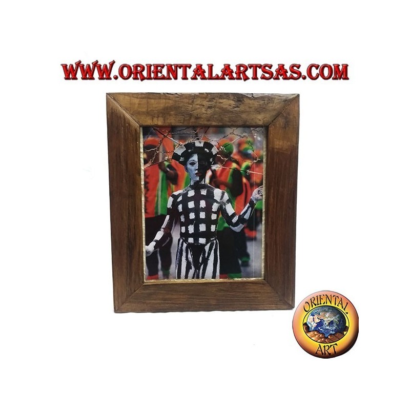 Cadre photo en bois de teck antique 36 x 30 cm