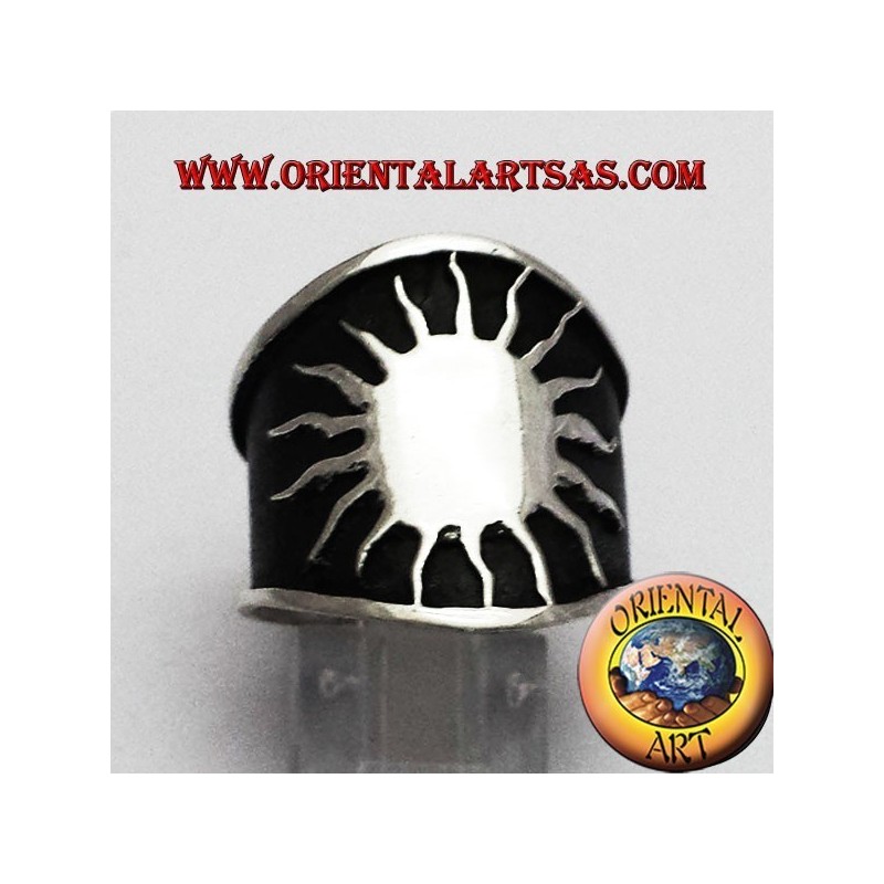 anello fascia larga sole in argento