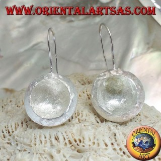 Boucles d'oreilles pendentif coupe concave en argent satiné