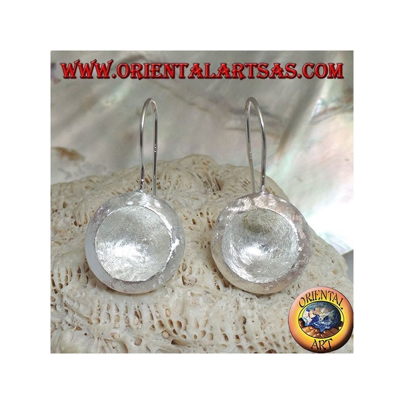 Boucles d'oreilles pendentif coupe concave en argent satiné