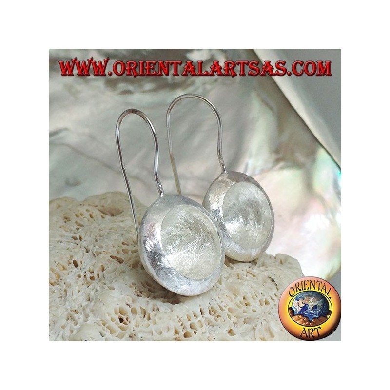 Boucles d'oreilles pendentif coupe concave en argent satiné