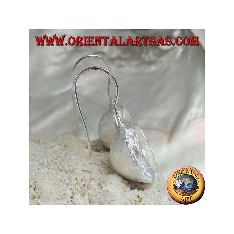Concave cup silver earrings with satin finish