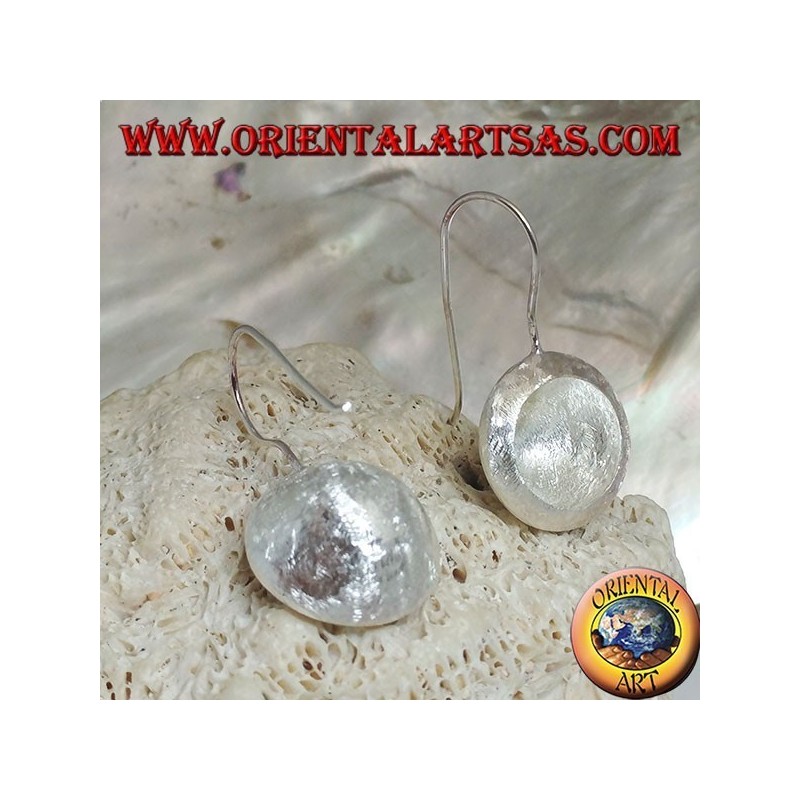 Concave cup silver earrings with satin finish