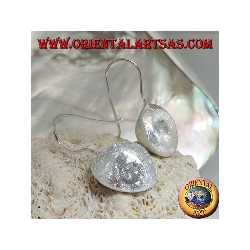 Concave cup silver earrings with satin finish