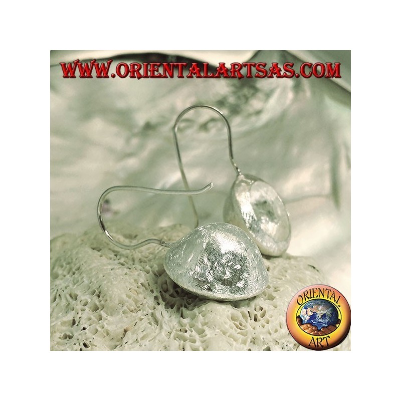 Concave cup silver earrings with satin finish