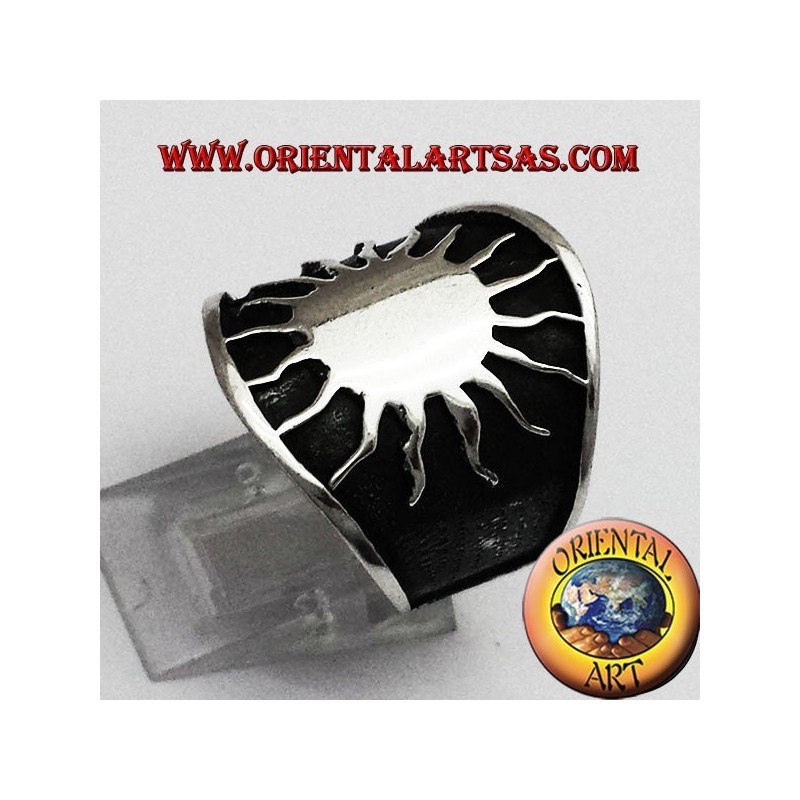 ring large sun silver band