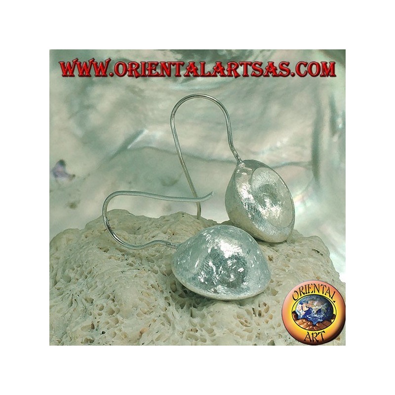 Boucles d'oreilles pendentif coupe concave en argent satiné