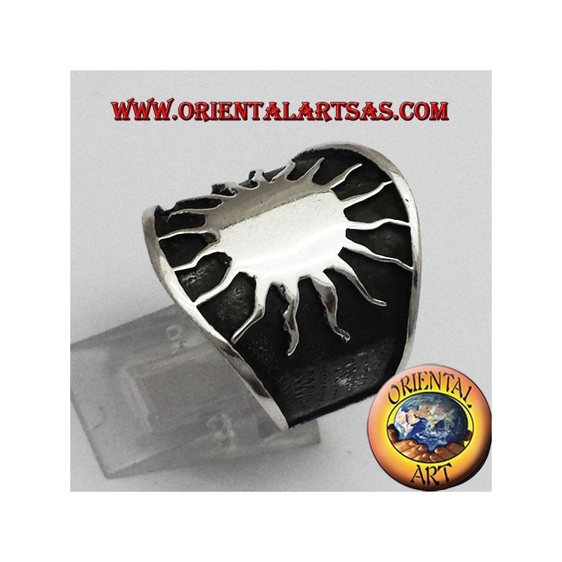 ring large sun silver band