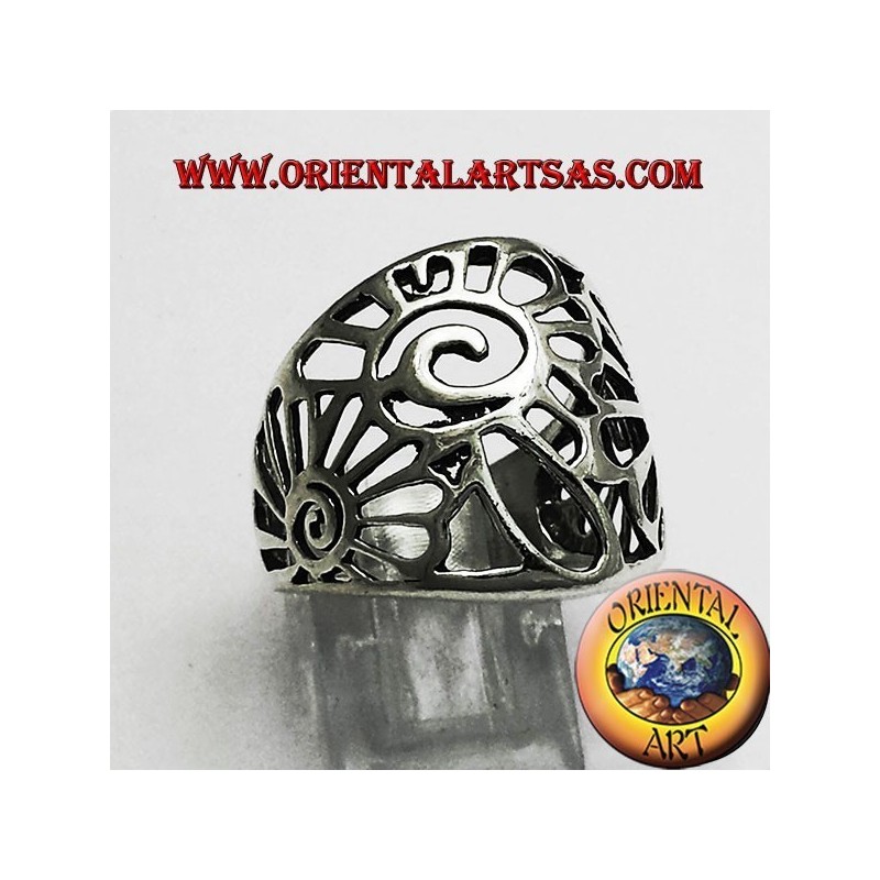 ring band shell nautilus silver