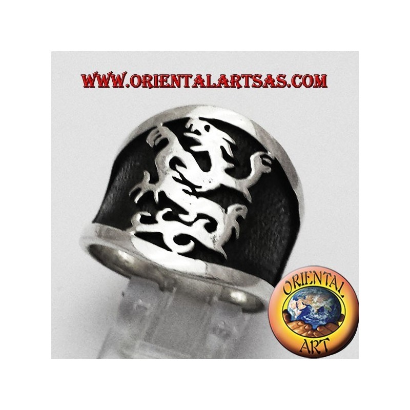 banda ancha de plata anillo de grifo