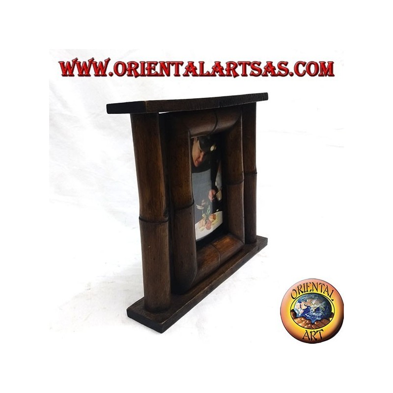 Cornice portafoto in legno di teak e bambù con canna laterale da 25x23 cm