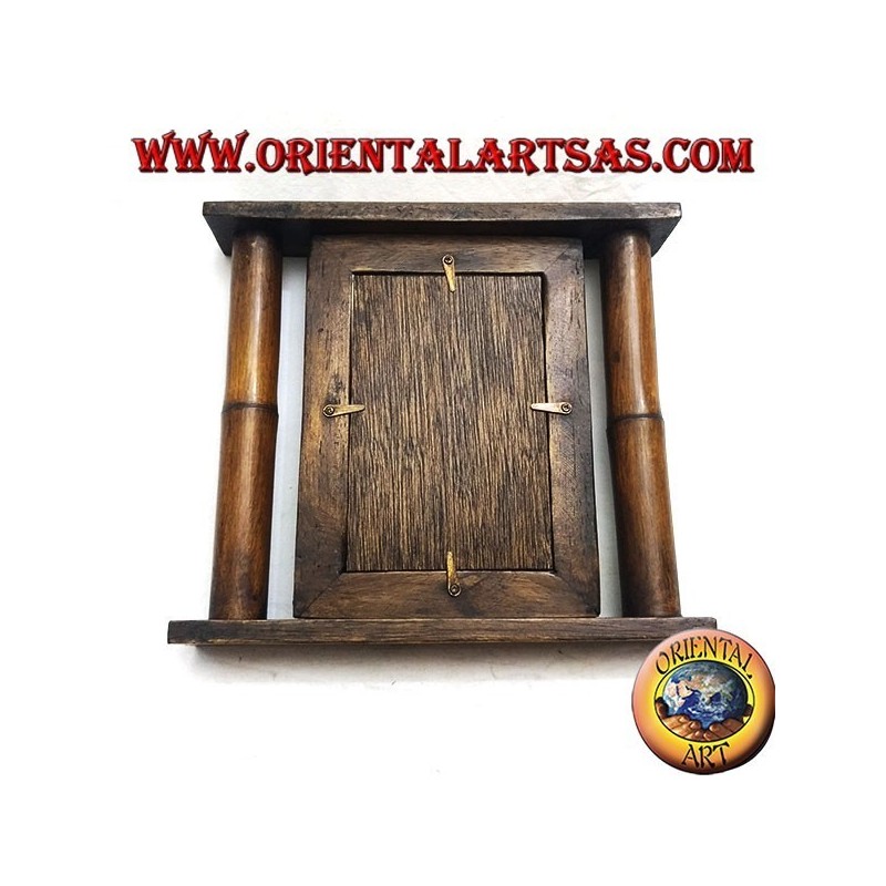 Photo frame in teak and bamboo with 25x23 cm side barrel