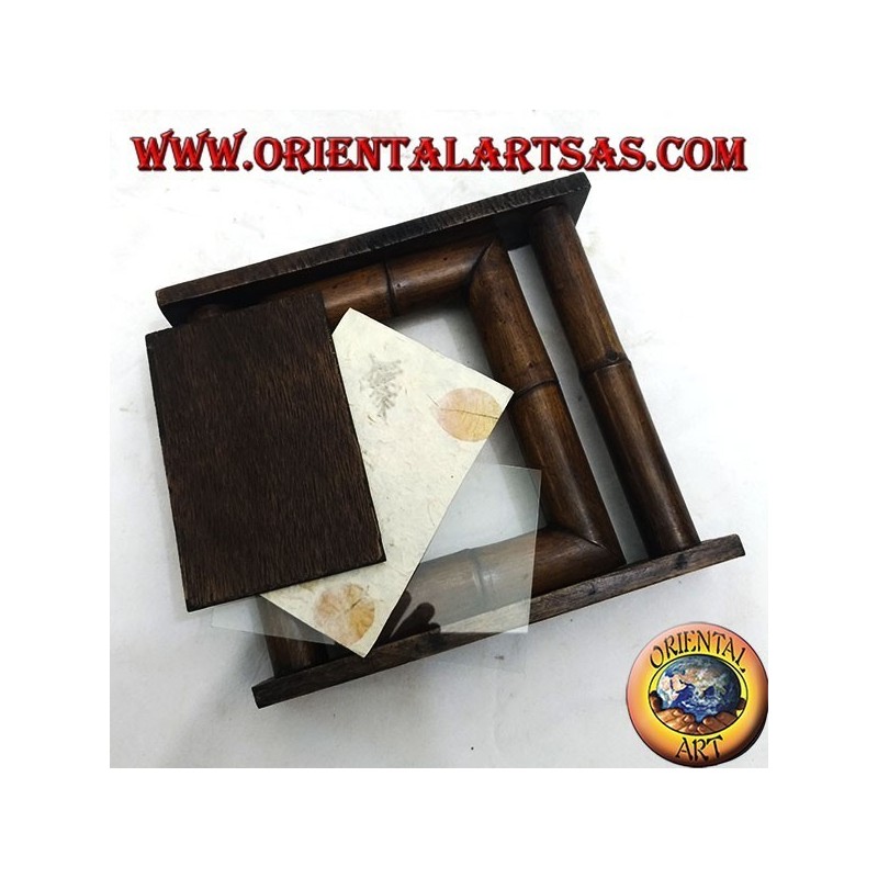 Photo frame in teak and bamboo with 25x23 cm side barrel