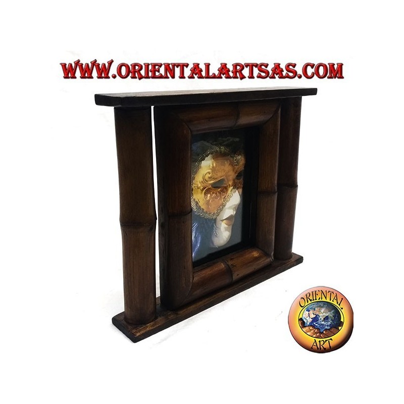 Cornice portafoto in legno di teak e bambù con canna laterale da 29x25 cm