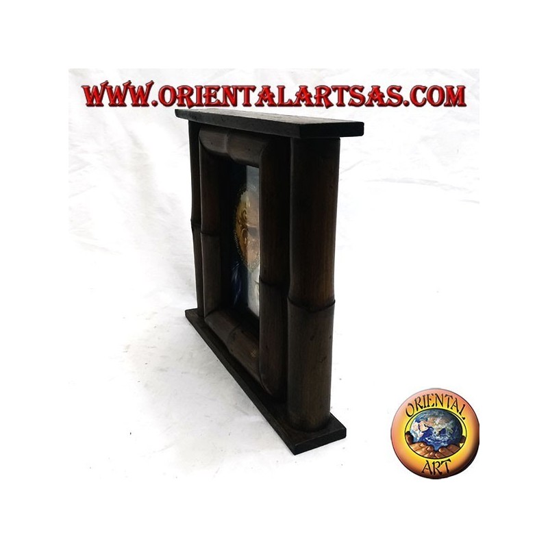 Cornice portafoto in legno di teak e bambù con canna laterale da 29x25 cm