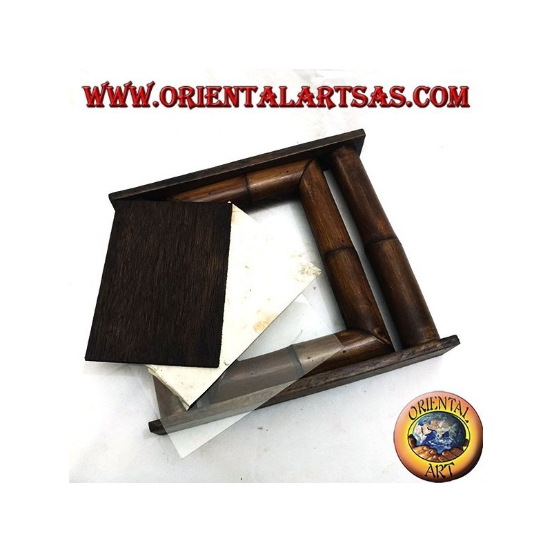Cornice portafoto in legno di teak e bambù con canna laterale da 29x25 cm