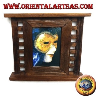 Antique teak wood photo frame with 31x27 cm side squares