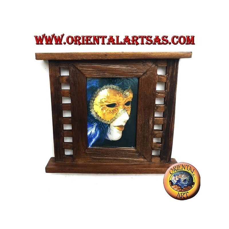 Antique teak wood photo frame with 31x27 cm side squares