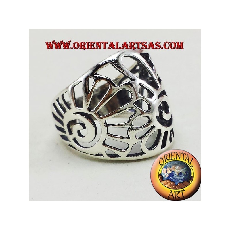 anneau bande coquille d'argent nautilus