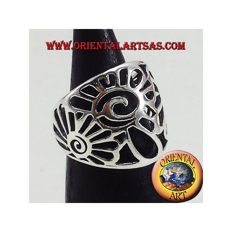 anneau bande coquille d'argent nautilus