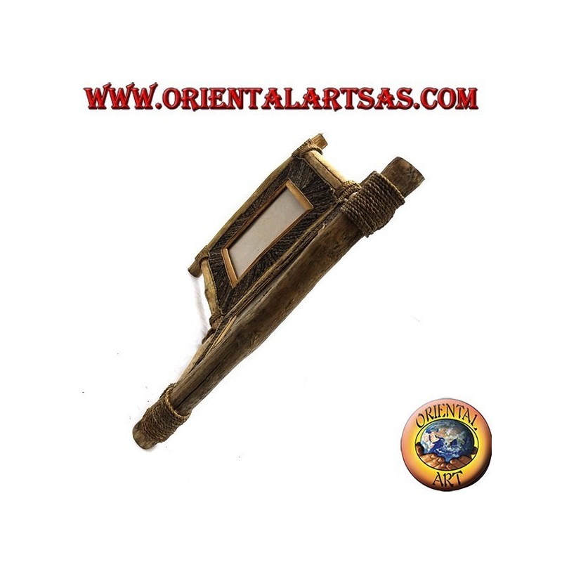 Cornice portafoto doppia in legno di caffé e decorazioni a bastoncini di corteccia da 33 x 42 cm