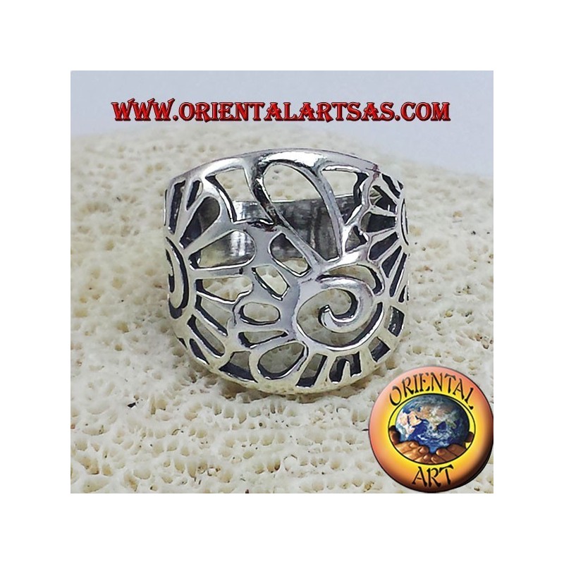 	anello fascia conchiglia di nautilus in argento
