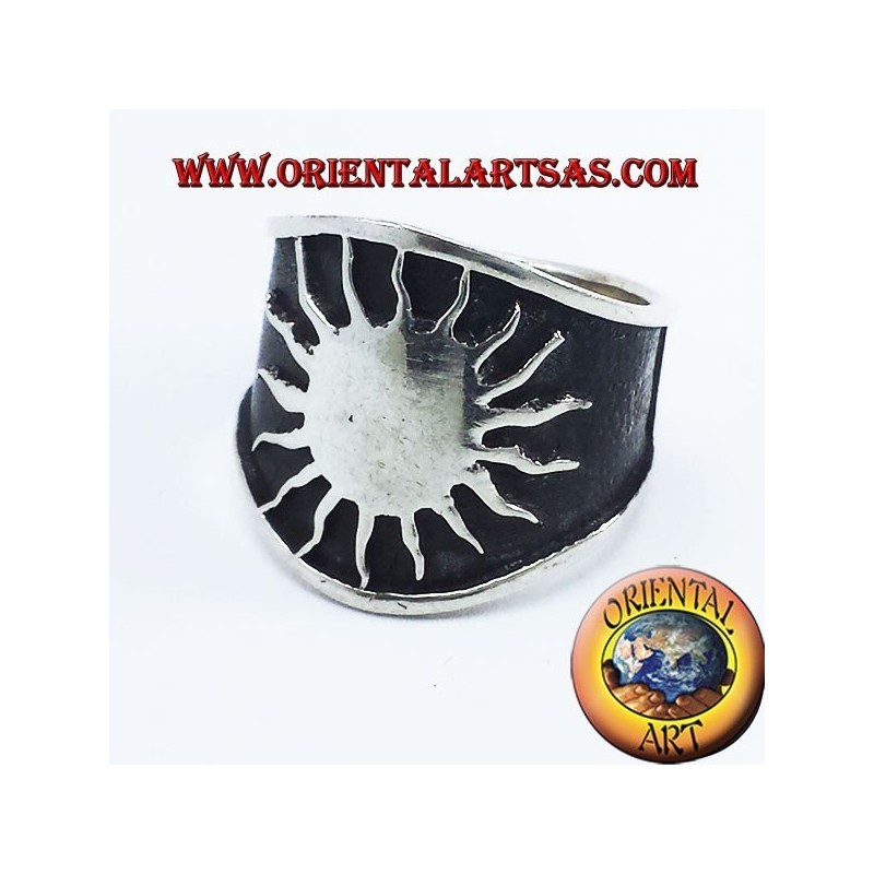 anello fascia larga sole in argento
