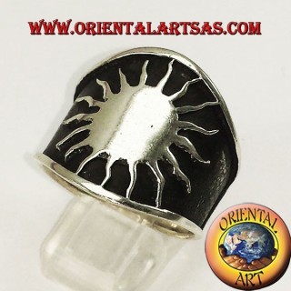 anello fascia larga sole in argento