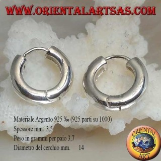 Boucle d'oreille simple en argent et fermeture à pression de 3,5 x 14 mm