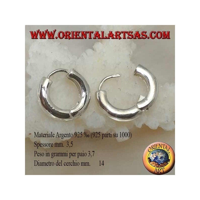 Boucle d'oreille simple en argent et fermeture à pression de 3,5 x 14 mm