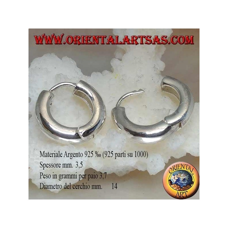 Pendiente simple de aro plateado y cierre rápido de 3.5 x 14 mm