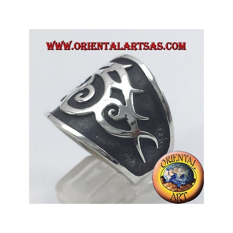 anello fascia tribale in argento