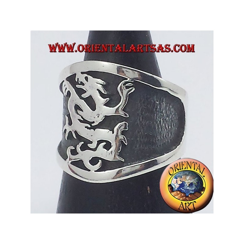 anello fascia larga grifone in argento