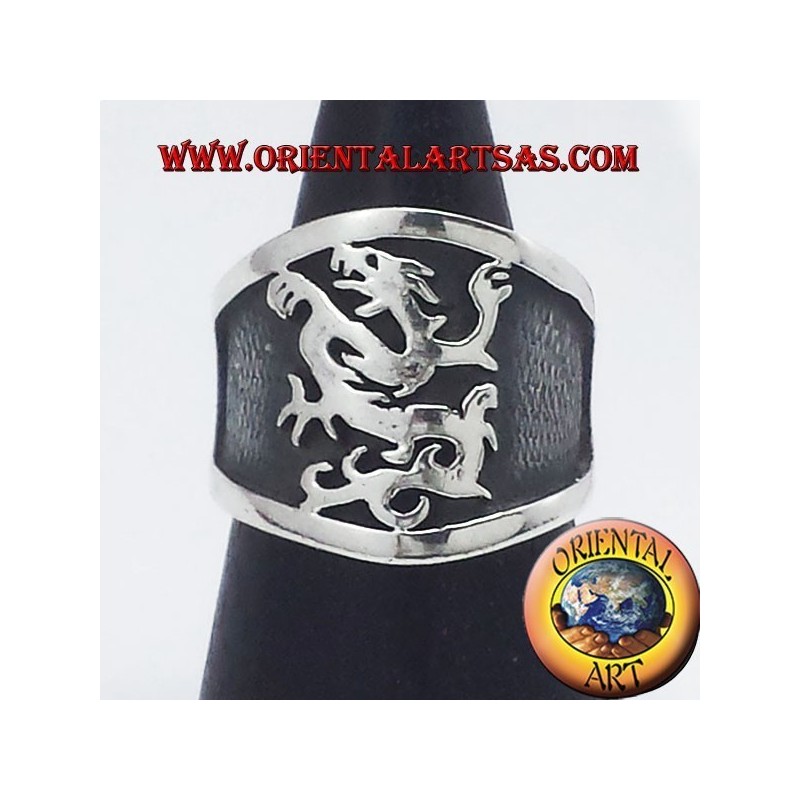 banda ancha de plata anillo de grifo