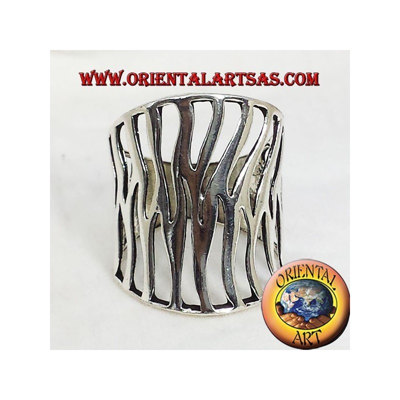 Anello fascia intagliata fiamma in argento