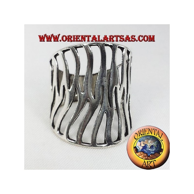 geschnitzt Flamme Silber Bandring