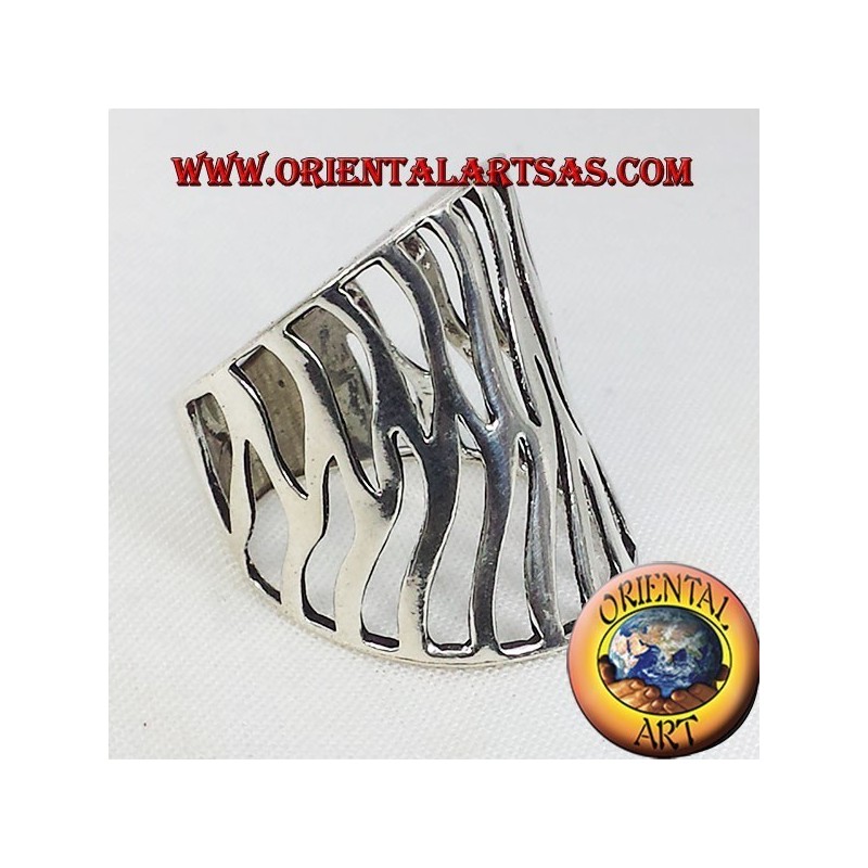 Anello fascia intagliata fiamma in argento
