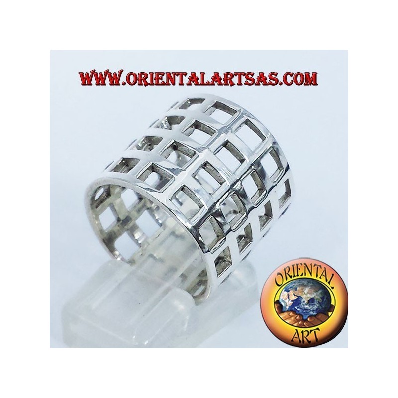 perforated band network checkered silver