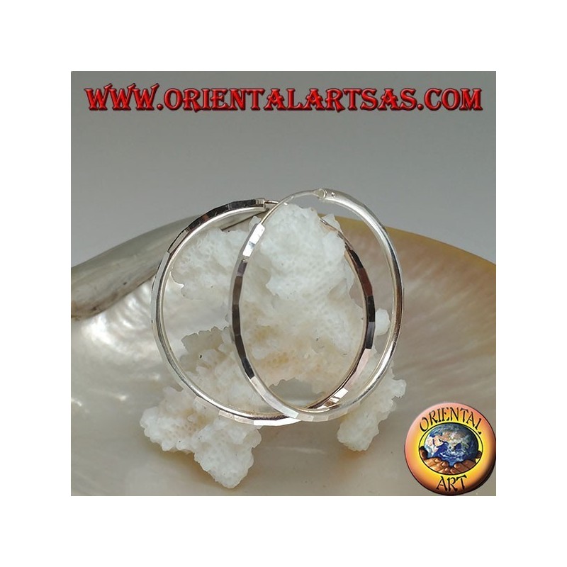 Einfache Diamant Creolen Silber Ohrringe 35 x 2 mm