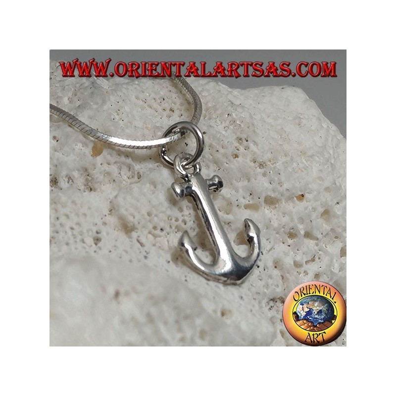 Small beveled anchor shaped silver pendant