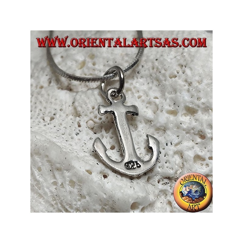 Small beveled anchor shaped silver pendant