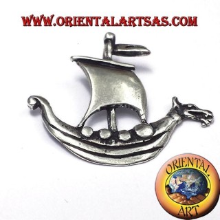 Pendentif Viking navire voile argent