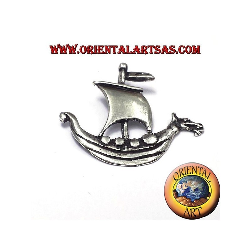 pendant Viking ship sailing silver
