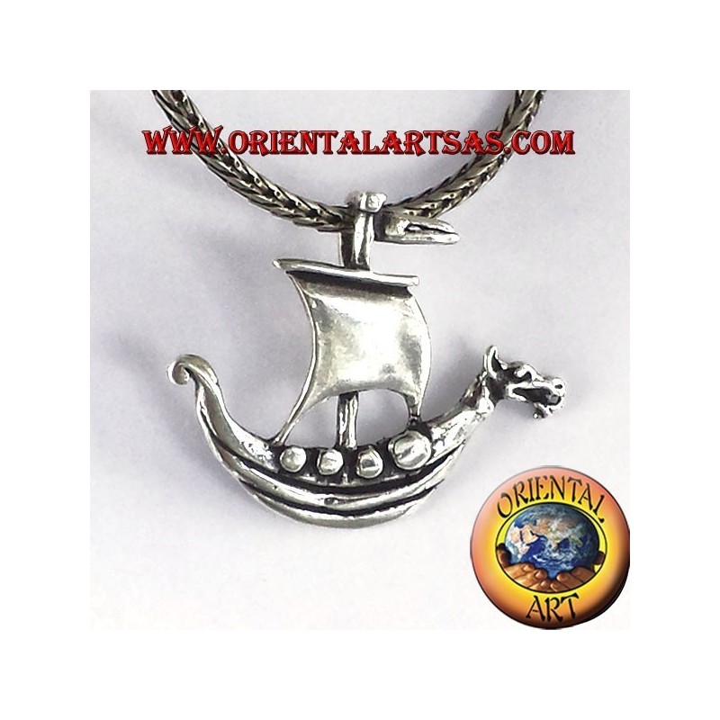 pendant Viking ship sailing silver