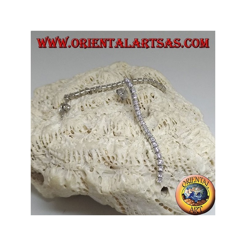 Silberne Schmetterlingsohrringe mit Mini-Tennisanhänger aus weißem Zirkonia