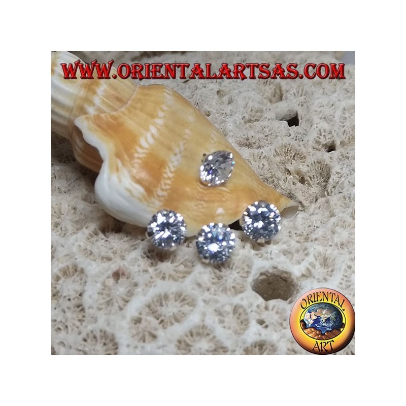 Orecchino in argento rampicante (climber) con zircone a lobo e ventaglio con tre zirconi tondi finali