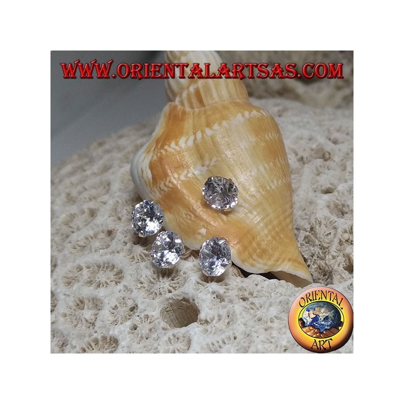 Orecchino in argento rampicante (climber) con zircone a lobo e ventaglio con tre zirconi tondi finali