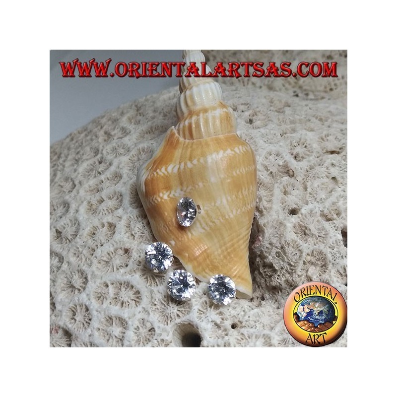 Climbing silver earring (climber) with lobe zircon and fan with three final round zircons