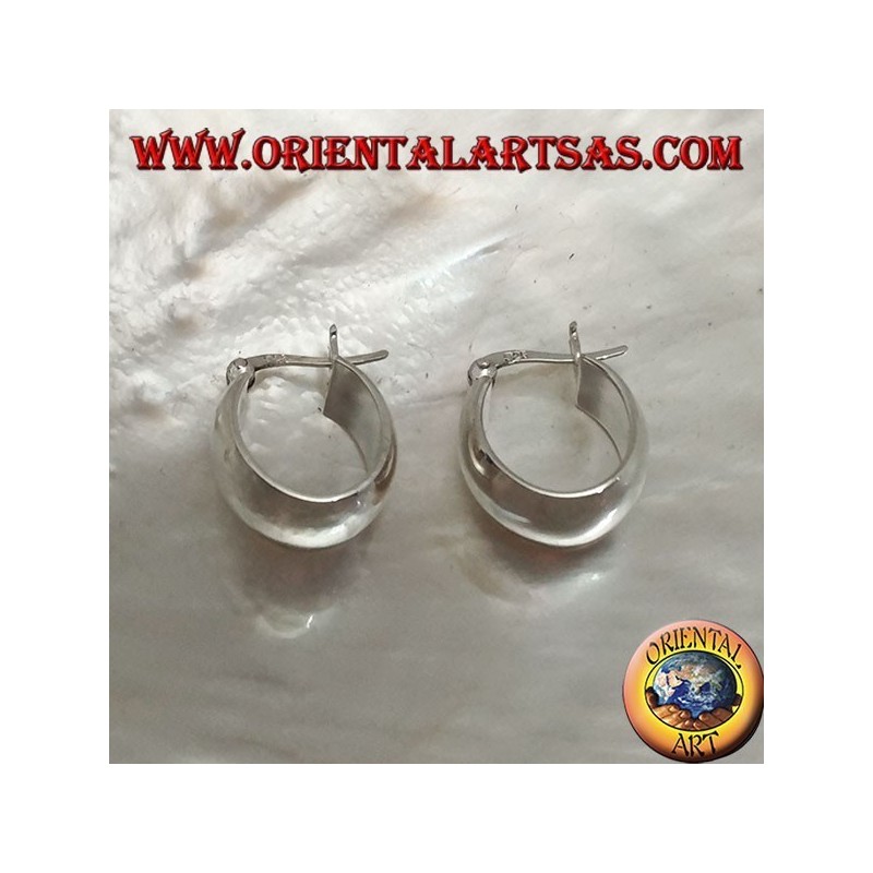 Orecchini in argento, cerchi ovali, lisci e bombati da 18 x 16 x 8 mm (leva)