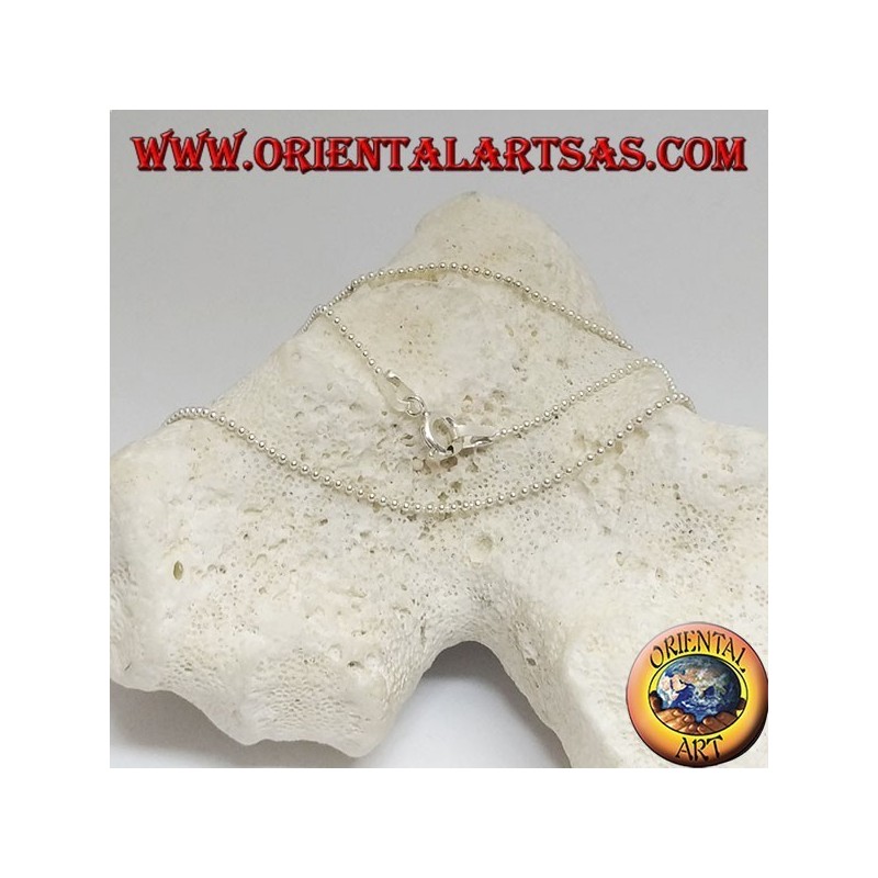 925 argento silver chain necklace with small balls of 40 cm x 1.1 mm